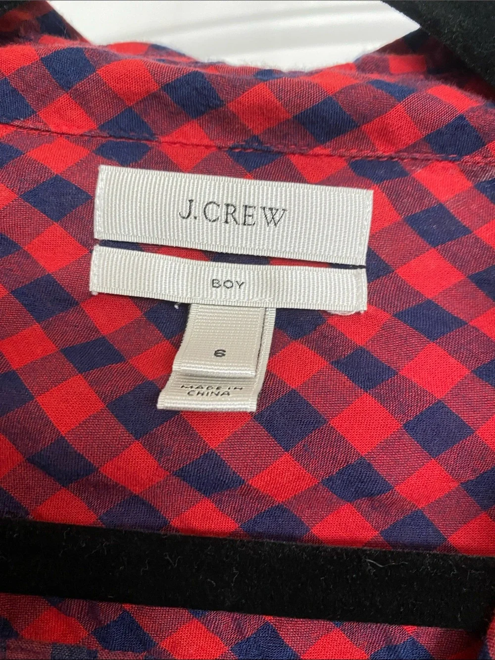 J.Crew Crinkle Boy Shirt in Red Check Plaid Gingham Lightweight - Size 6